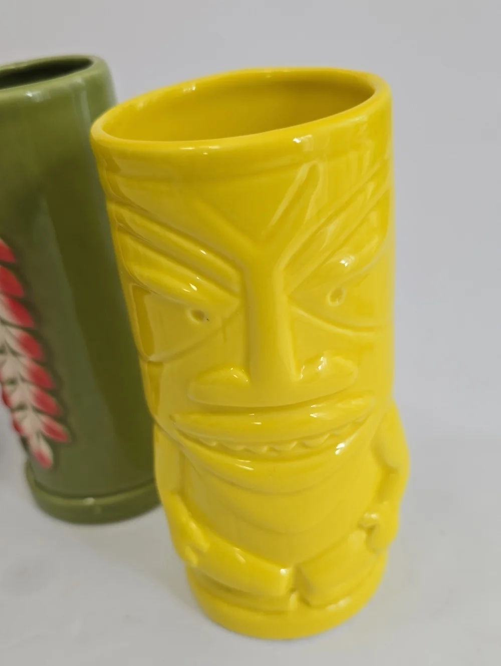 Tiki Novelty Set Of 3 Tiki Porcelain Cups Polynesian Hawaiian Luau